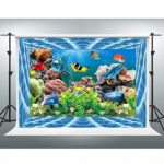 VVM 7x5ft Aquarium Backdrop Dolphin Coral Seaweed Photography Background Underwater World Themed Baby Shower Decorations Customized Studio Props XCVV330