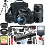 Canon EOS Rebel T7 DSLR Camera with EF-S 18-55mm f/3.5-5.6 is II + EF 75-300mm f/4-5.6 III Dual Lens Kit + 500mm Preset f/8 Telephoto Lens + 0.43x Wide Angle, 2.2X Pro Bundle