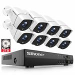 ?2019 New? 1080P Security Camera System,SMONET 8 Channel 5-in-1 HD DVR Outdoor Camera System(2TB Hard Drive),8pcs 2MP Weatherproof Security Cameras,Super Night Vision,Free APP,Easy Remote View,P2P