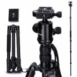 YoTilon Camera Tripod 64” Aluminum Tripod Monopod 360 Degree Ball Head with Two 1/4 Screw Fast Quick Release Plates for Canon Nikon Sony Samsung Olympus Panasonic & Pentax Travel Work