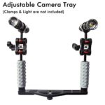 Ano Adjustable Lightweight Aluminum Alloy Camera Tray with Rubber Handle Grip for Dive Video Lights & GoPro 6/5/4/3+/3 SJCAM, 6 inch Dome Port & LED Video Light Camera with 1/4 inch Screw