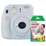 Fujifilm Instax Mini 9 (Smokey White) Instant Camera with Mini Film Twin Pack