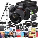 Sony a7III Full Frame Mirrorless Camera with FE 28-70 mm F3.5-5.6 OSS Lens ILCE-7M3K/B and Telephoto & Wide-Angle Lens Set + Deco Gear Case 2X 64GB Memory Cards Extra Battery Kit Power Editing Bundle