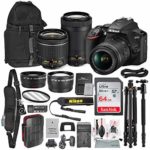 Nikon D3500 DSLR Camera with with 18-55mm and 70-300mm Lenses + 64GB Card, Tripod/Monopod, Battery, and Platinum Bundle