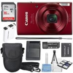 Canon PowerShot ELPH 190 IS Digital Camera (Red) with 10x Optical Zoom and Built-In Wi-Fi with 16GB SDHC + Replacement battery + Protective camera case Along with Deluxe Cleaning Bundle