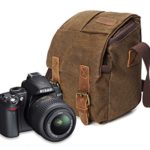 Vintage Waterproof Canvas Leather Trim DSLR SLR Shockproof Camera Shoulder Messenger Bag­ (Brown)