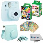 Fujifilm Instax Mini 9 Instant Film Camera (Ice Blue) – Fujifilm Instax Mini Instant Film, Twin Pack – Fujifilm Instax Mini Rainbow Film – Case for Fuji Mini Camera – Fuji Instax Accessory Bundle