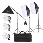 Andoer Softbox Photography Lighting Kit, 20″x28″ Softbox Kit 3pcs Light Bulb Socket and 6.6ft Light Stand 12X45W 5500K Bulbs+Carry Bag for Photo Studio Product, Portrait and Video Shoot