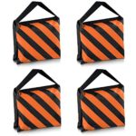 Neewer Set of Four Black/Orange Heavy Duty Sand Bag Photography Studio Video Stage Film Sandbag Saddlebag for Light Stands Boom Arms Tripods