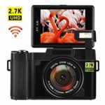 Digital Camera with WiFi 24.0 MP Vlogging Camera 2.7K Ultra HD 3.0 Inch Camera with Flip Screen Retractable Flashlight (RG)