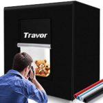 TRAVOR Photo Light Box Kit 32x32Inch Dimmable Photo Studio Professional Shooting Tent with LED Lights, 4 Backdrops (Black White Red Blue) for Photography (Brightness 13000lm, CRI95+)