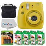 Fujifilm instax Mini 9 Instant Film Camera (Yellow with Clear Accents) + Fujifilm Instax Mini Twin Pack Instant Film (80 Shots) + Camera Case + AA Batteries + Accessory Bundle