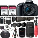 Canon EOS Rebel T7i DSLR Camera with EF-S 18-55mm f/3.5-5.6 is II + EF 75-300mm f/4-5.6 III Dual Lens Kit + 500mm Preset f/8 Telephoto Lens W/ 2X (1000mm) HD Teleconverter + 0.43x Wide Angle, 2.2X Pro