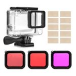 Kupton Housing Case Filter Kit for GoPro Hero 7 Hero 6 Hero 5 Black/Hero (2018), Waterproof Case Diving Protective Housing Shell + 3 Pack Filter + Anti-Fog Insert + Bracket Accessories