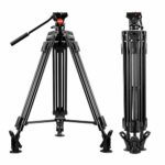 ESDDI VT-60 64 inch Video Tripod Professional Heavy Duty Aluminum Shooting Tripod with Fluid Head for DSLR Camcorder, Max Loading 17.6Lbs/8Kg, Weight 8.7 Lbs/3.95Kg