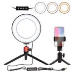 Nugilla LED Ring Light 6″ with Tripod Stand for YouTube Video and Live Stream/Makeup, Mini LED Camera Light with Cell Phone Holder Desktop LED Lamp with 3 Light Modes & 11 Brightness Level
