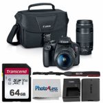 Canon EOS Rebel T7 Digital SLR Camera Body + EF-S 18-55mm f/3.5-5.6 IS II + EF 75-300mm f/4-5.6 III Lens + EOS Shoulder Bag + Transcend 64GB SD Memory Card + P4L Cleaning Cloth – Ultimate Canon Bundle