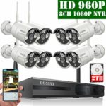 ?2019 Update? OOSSXX 8-Channel HD 1080P Wireless Security Camera System,8Pcs 960P 1.3 Megapixel Wireless Indoor/Outdoor IR Bullet IP Cameras,P2P,App, HDMI Cord & 2TB HDD Pre-Install