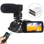 Video Camera Camcorder, Aabeloy Digital Vlogging Camera Recorder with Microphone Full HD 1080P 30FPS 24MP IR Night Vision 3” Rotatable Touch Screen Camera for YouTube with Remote Control, 2 Batteries