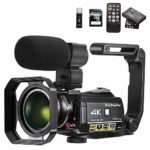 Video Camera 4K Camcorder ZOHULU WiFi Ultra HD Vlog Camera for YouTube, 3.1” IPS Screen 30X Digital Zoom Night Vision Video Recorder with Microphone, Wide Lens, Lens Hood, 32GB SD Card, 2 Batteries