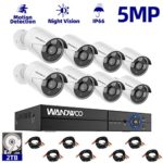 Home Security Camera System,Wandwoo 5MP Security Camera System,8-Channel Ultra HD 4K Output Video DVR Recorder,8×5.0MP (2560 X 1944) Security Cameras,2TB Hard Drive for 24/7 Recording