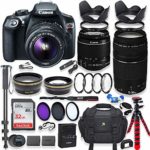 Canon EOS Rebel T6 DSLR Camera with 18-55mm is Lens Bundle + Canon EF 75-300mm f/4-5.6 III Lens + 32GB Memory + Filters + Monopod + Spider Tripod + Professional Bundle