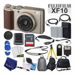 Fujifilm XF10 X-Series 24.2 MP Point & Shoot Digital Camera (Gold) with Cleaning Kit, 64GB Card and More Advanced Bundle