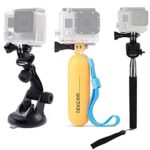 TEKCAM Action Camera Accessories Kits Bundle Compatible with Gopro Hero 7 6/AKASO EK7000/APEMAN/Campark/DBPOWER/Crosstour 4k Waterproof Camera Car Suction Cup Mount Floating Handle Grip Selfie Stick