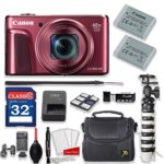 Canon PowerShot SX720 HS 20.3MP 40X Optical Zoom Digital Camera Kit (Red) + 32GB High Speed Memory Card + Extra Battery + Professional Accessory Bundle