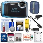 Fujifilm FinePix XP130 Shock & Waterproof Wi-Fi Digital Camera (Sky Blue) with 32GB Card + Battery + Cases + Float Strap + Selfie Stick + Kit