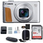 Canon PowerShot SX740 HS Digital Camera (Silver) PRO Bundle; Includes: 64GB SDXC Class 10 Memory Card + Spare Battery + Camera Case and More