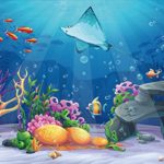 LFEEY 10x8ft Cartoon Underwater World Backdrop Baby Shower Photo Booth Wallapper Fairytale Seabed Scenery Under The Sea Fishes Photo Background for Kids Girls Boys Birthday Party Decoration