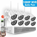8CH 1080P Security Camera System Wireless,SAFEVANT Wireless Home Security Camera System(1TB Hard Drive),8PCS 960P Indoor/Outdoor IP66 Wireless Security Cameras,P2P,NO Monthly Fee