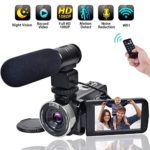 Video Camera WiFi Camcorder Comkes Full HD 1080P 30FPS Vlogging Camera 24MP 16X Digital Zoom 3.0 Inch LCD Touch Screen IR Night Vision with External Microphone and Remote Control (HDV08)