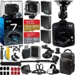 GoPro HERO7 Hero 7 Black with Promotional Dash Cam – Includes: Underwater Housing 2X Spare Batteries SanDisk Extreme 64GB microSDXC & Ultra 32GB Memory Cards + Travel Case + More
