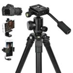 Camera Tripods,Phone Holder Adapter,DSLR lightweight Video Stand Compact Quick Release Plate Tripod with 360°Panorama Ball Head For Travel and Work.