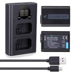 Gonine NP-FW50 Camera Battery 2-Pack and Charger with Micro USB and Type C Port for Sony A6300, A6500, A7, A7II, A7SII, A7S, A7S2, A7R, A7R2, A7RII, A55, A5100, RX10, RX10II, NEX-7, NEX-6 Accessorie.