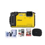 Nikon Coolpix W300 Point & Shoot Camera, Yellow – Bundle with 16GB SDHC Card, Camera Case, Cleaning Kit, PC Software Package