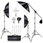FOSITAN 3X 20” x 28”Softbox Photography Lighting Kit, Boom Arm Headlight Lighting Kit with Sandbag, 2500W Continuous Lighting Kit with 2M Light Stand, Studio Lighting Kit with 11pcs