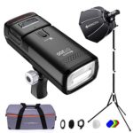 GEEKOTO Flash Speedlite 200W TTL 2.4G Flash Strobe Light 1/8000 HSS Cordless Monolight with 2900mAh Battery and Provide 500 Flashes in 0.01-2.1 sec