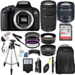 Canon EOS 800D (Rebel T7i) 18-55mm is STM Lens (Black) with Canon EF 75-300MM Lens Professional Accessory Bundle Package Includes: SanDisk 64gb Card + 50” Tripod and More