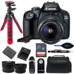 Canon EOS 4000D / Rebel T100 18.0 MP SLR – Black w/ 18-55mm DC III Lens Bundle