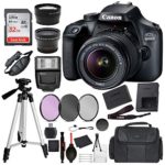 Canon EOS 4000D (Rebel T100) Digital SLR Camera w/ 18-55MM DC III Lens Kit (Black) with Essential Accessory Bundle Package Deal Includes: SanDisk 32gb Card + DSLR Bag + 50” Tripod + More