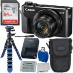 Canon PowerShot G7 X Mark II Digital Camera Starter Bundle Includes – 12″ Gripster, Point N Shoot Case, Sandisk 64GB Ultra Memory Card and More