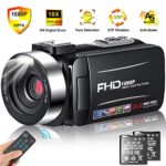 Camcorder Video Camera Full HD 1080p 30FPS Camcorder Camera 24MP 18x Digital Zoom 3” IPS 270° Rotation Screen Vlogging Camera with Remote Control and Pause Function with 2 Batteries