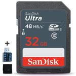 SanDisk 32GB Ultra Class 10 SDHC UHS-I Memory Card + Card Reader for Nikon DSLR Cameras Including Nikon D850 D750 D500 D810 D3400 D3300 D5600 D5500 D7500 D7200 D7100 D7000 D800 D610 D600 D80 D90