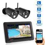 CasaCam VS802 Wireless Security Camera System with AC Powered HD Nightvision Cameras and 7″ Touchscreen Monitor (2-cam kit)