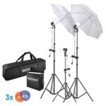 Neewer 5500K Photo Studio Continuous Lighting Umbrellas Kit for Portrait Photography, Studio and Video Shooting, Includes: Umbrella, 15W LED Bulb, 83-inch Light Stand, 33-inch Mini Tripod, Gel Filters