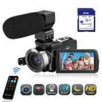 Video Camera Camcorder FHD 1080P 24.0MP Digital Camera YouTube Vlogging Camera 3.0 inch IPS Touch Screen IR Night Vision 16X Digital Zoom with External Microphone, Remote Control and 32GB Memory Card