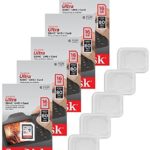 5x Genuine SanDisk Ultra 16GB Class 10 SDHC Flash Memory Card Up To 80MB/s Memory Card (SDSDUNC-016G-GN6IN) W/ Memory Card Case (5pcs)